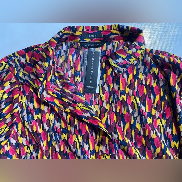 NEW Size PXL Petite Investments 3/4 Sleeve Popover Blouse Polyester Red $59 - Picture 7 of 10